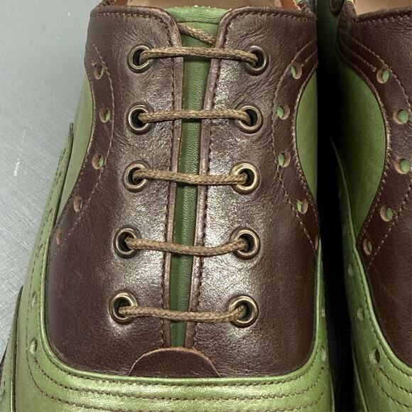 George Esquivel Vanas Mens Shoes 9 Green Brown Wingtip Oxford Made in USA $1100 - Picture 16 of 16